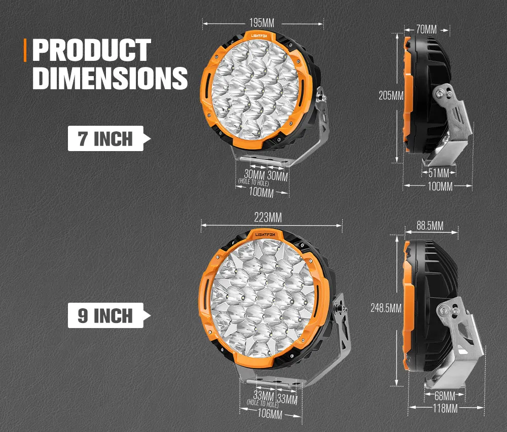 Lightfox 7 inch 9 inch Osram LED Driving Lights