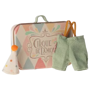 Maileg - Clown clothes in suitcase – little brother mouse