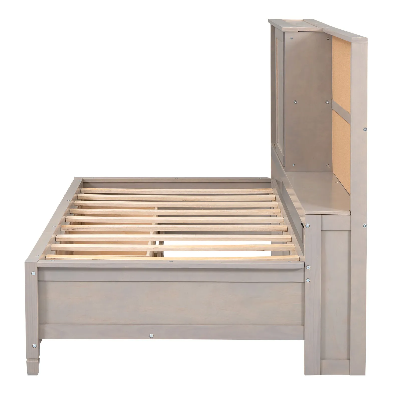 Maya Twin Size Daybed with Storage Shelves - Drawers - Gray