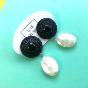 Medallion Pearl Deco Statement Stud Earrings