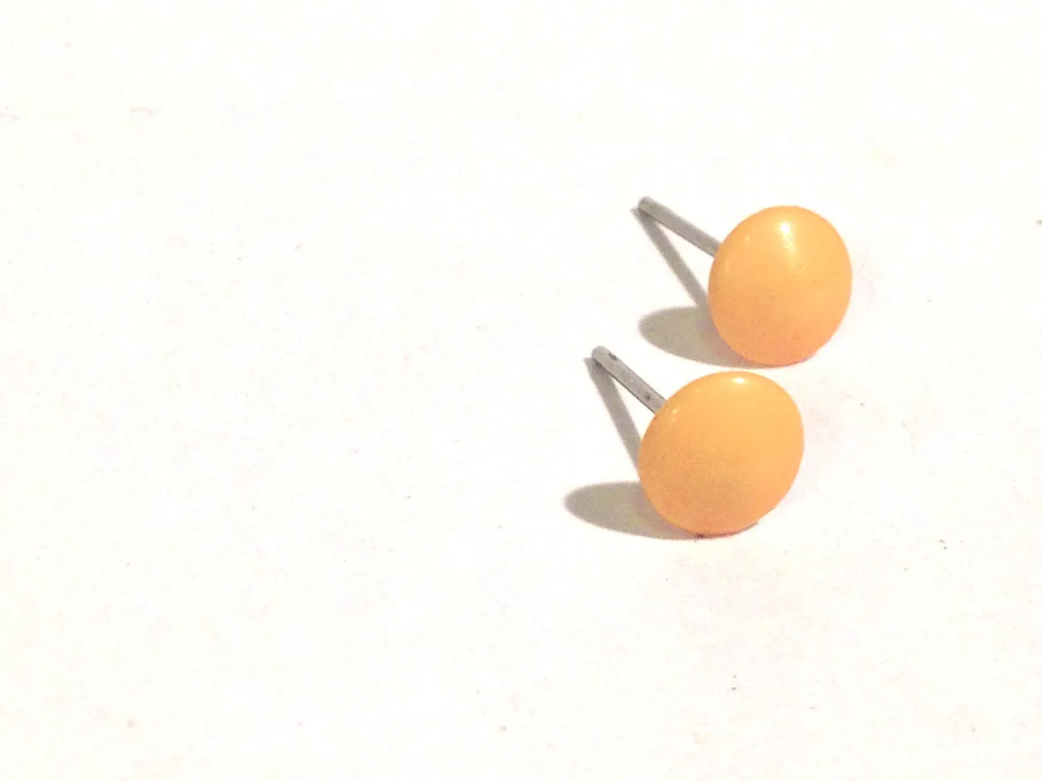 Mustard Yellow Small Disc Stud Earrings