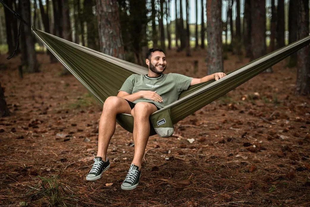 NAKIE OLIVE GREEN RECYCLED HAMMOCK WITH STRAPS