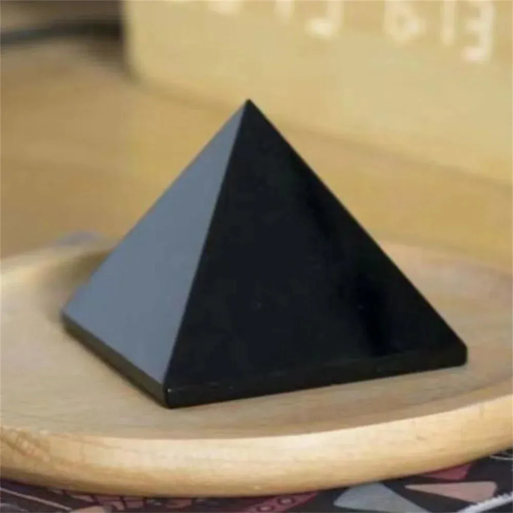 Natural Obsidian Crystal Glass Pyramid Chinese