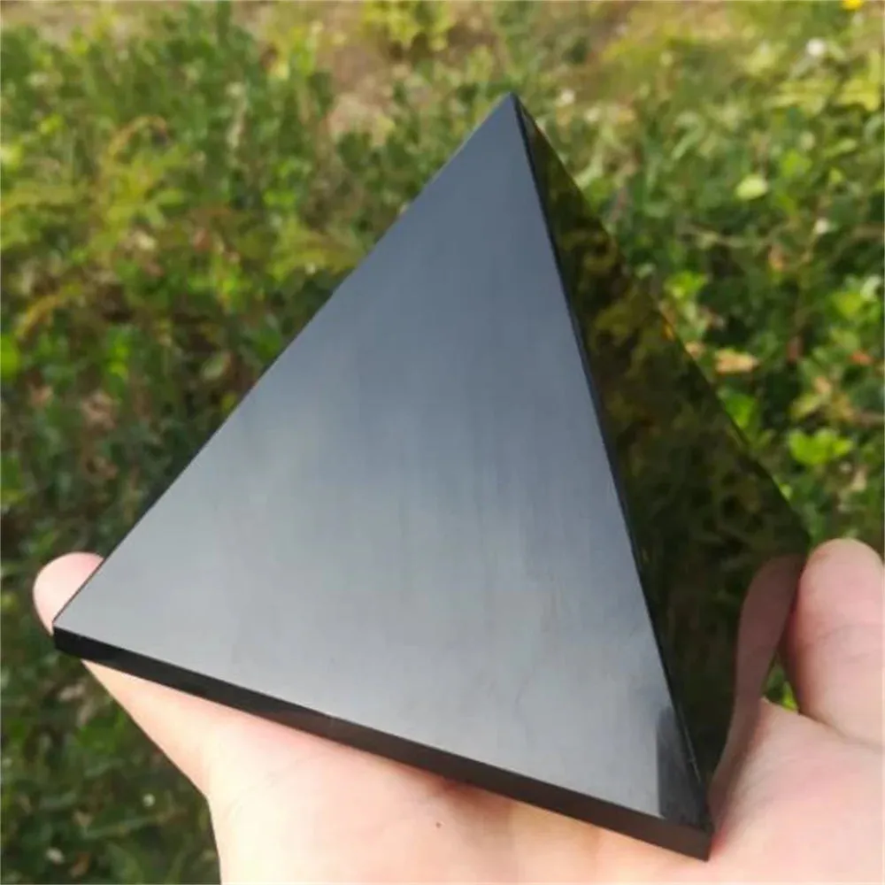 Natural Obsidian Crystal Glass Pyramid Chinese