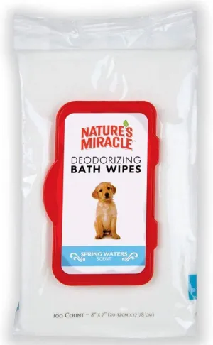 Natures Miracle Deodorizing Dog Bath Wipes Spring Waters - 100 count