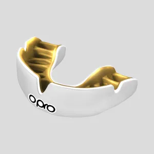 Opro Junior Instant Custom-Fit Single Colour Mouth Guard White/Gold