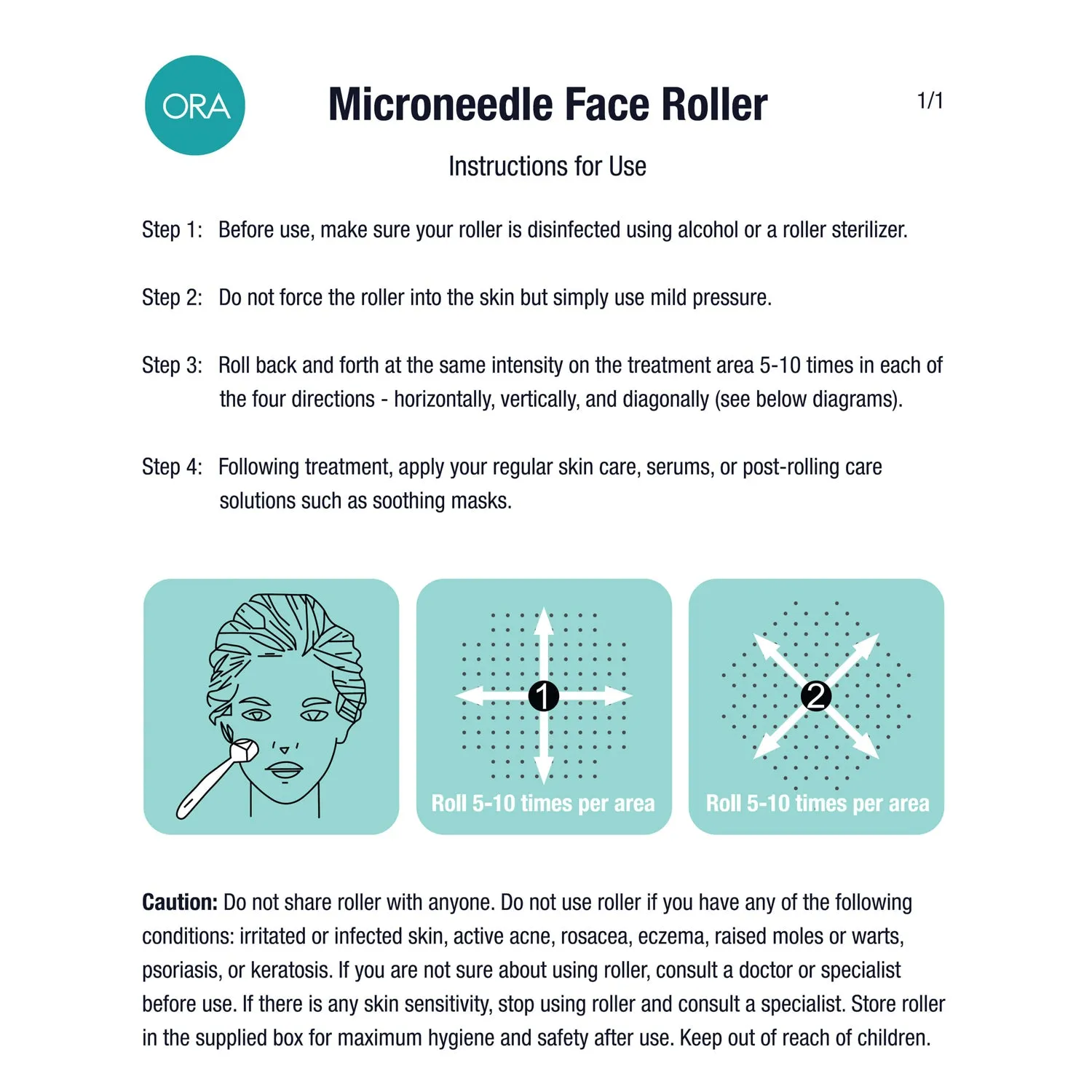 ORA Facial Microneedle Roller System (Anti-Wrinkles, Stretch Marks, Scars & Cellulite)