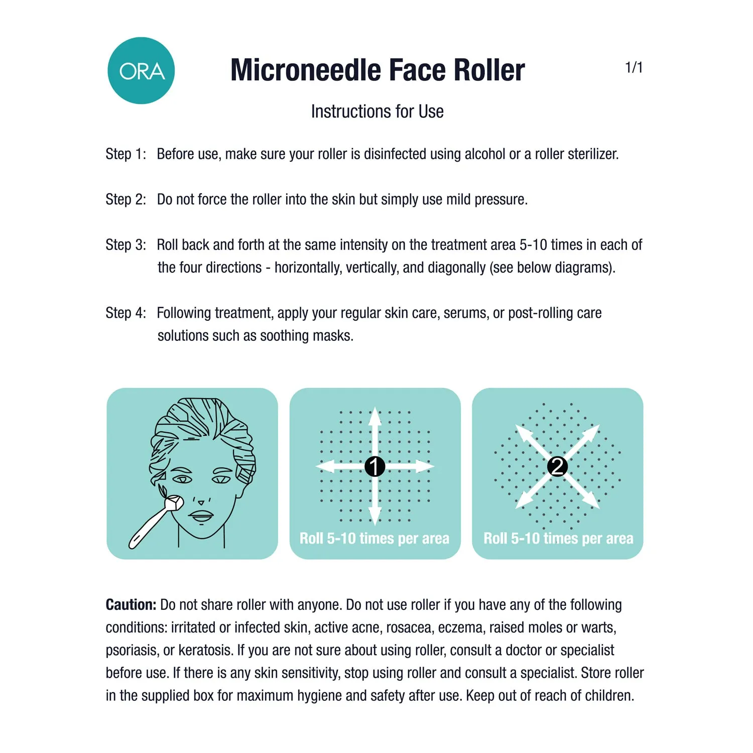 ORA Facial Microneedle Roller System (Anti-Wrinkles, Stretch Marks, Scars & Cellulite)