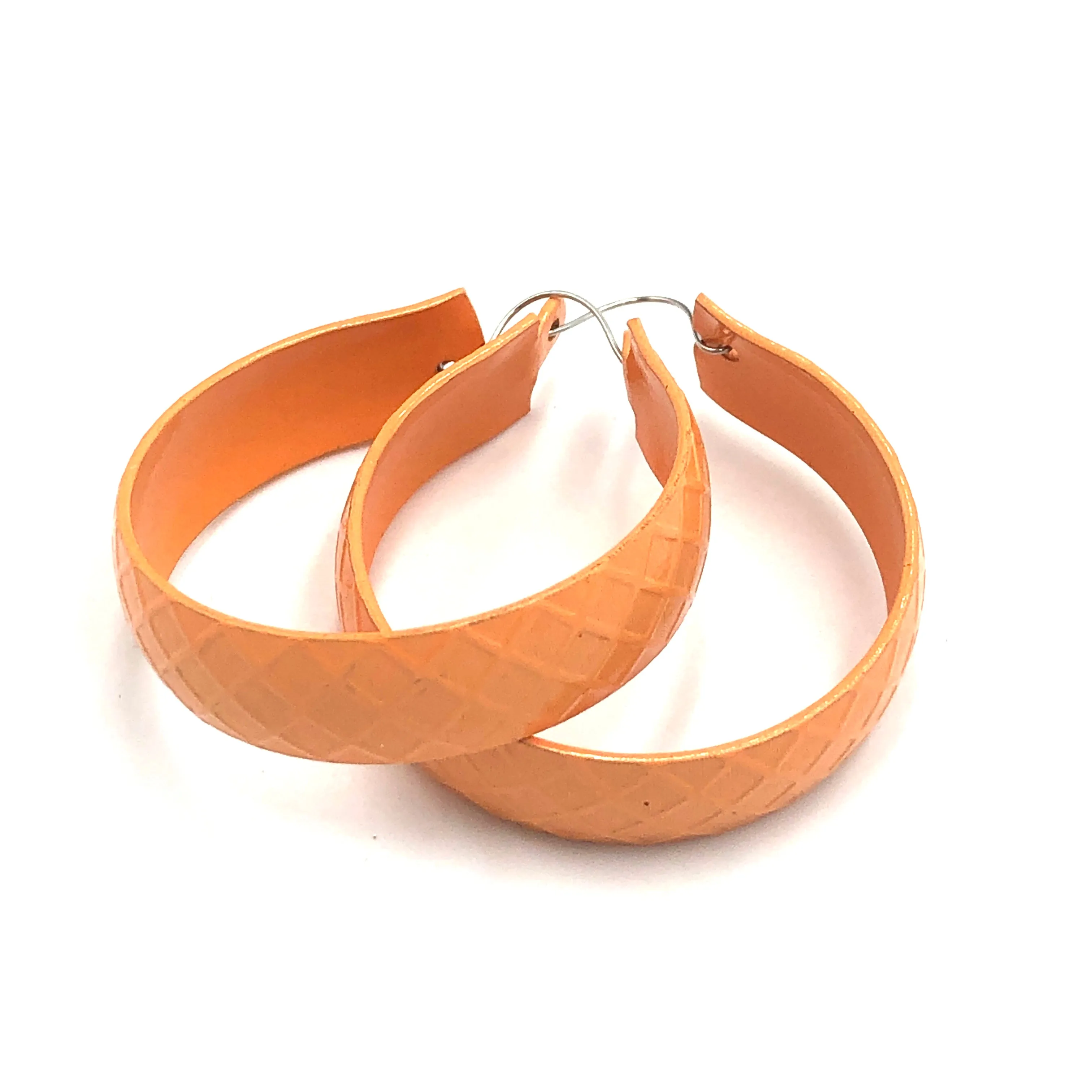 Peach Vintage Enamel Hoop Earrings