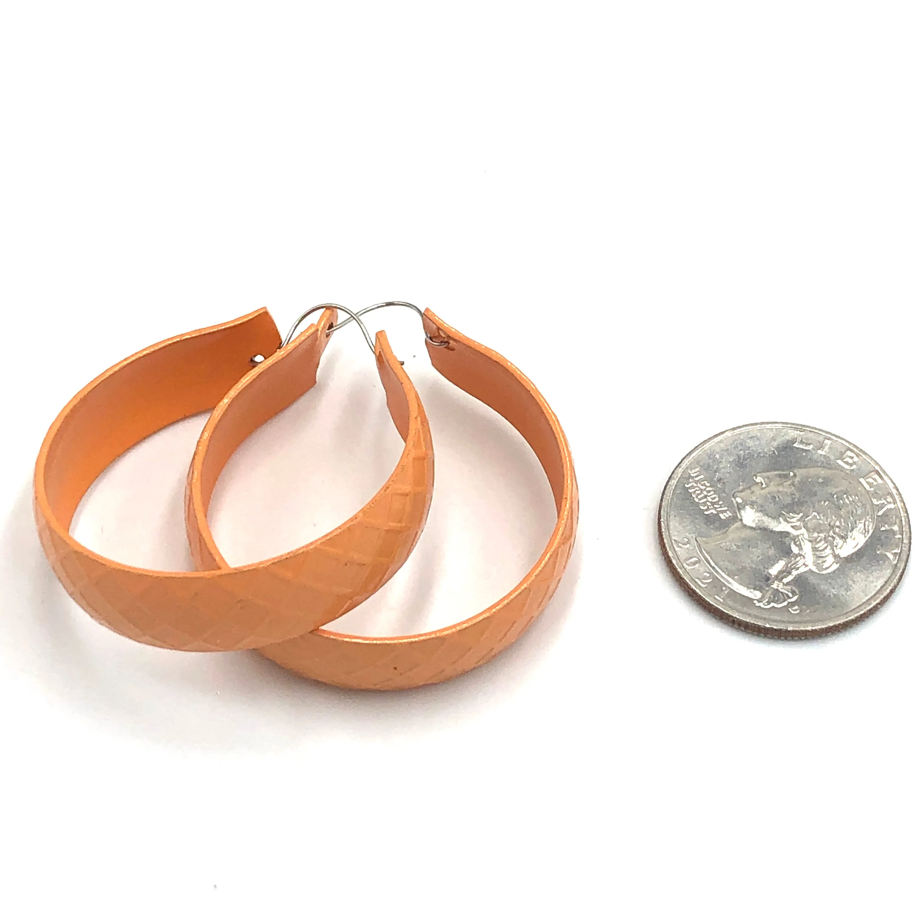 Peach Vintage Enamel Hoop Earrings