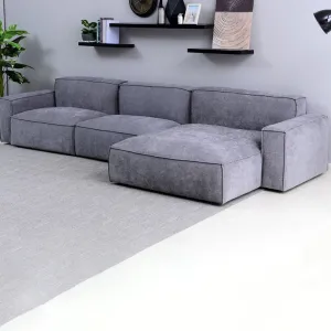 Plufflair L-shape Velvet Grey Sofa