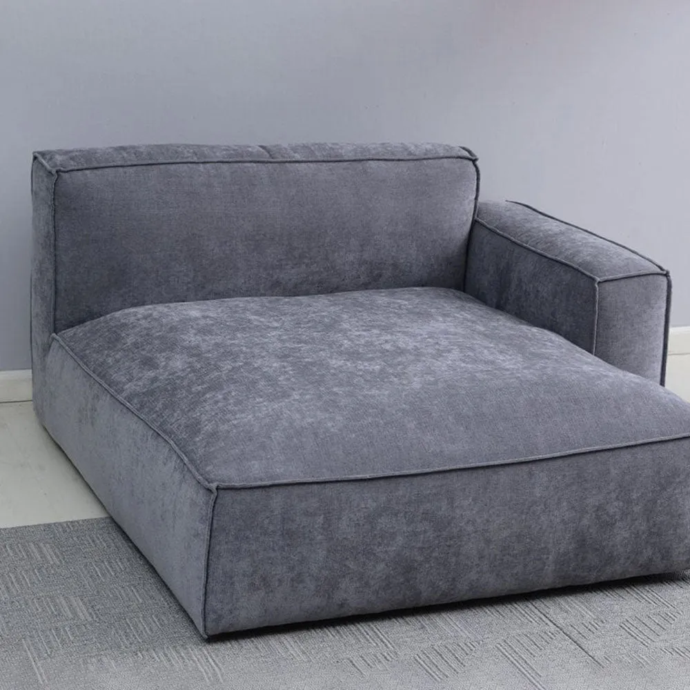 Plufflair L-shape Velvet Grey Sofa