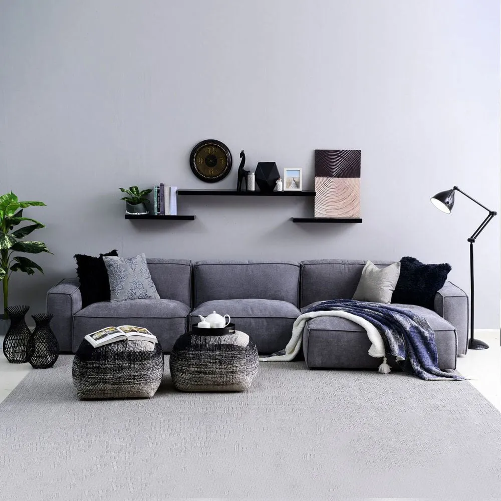 Plufflair L-shape Velvet Grey Sofa