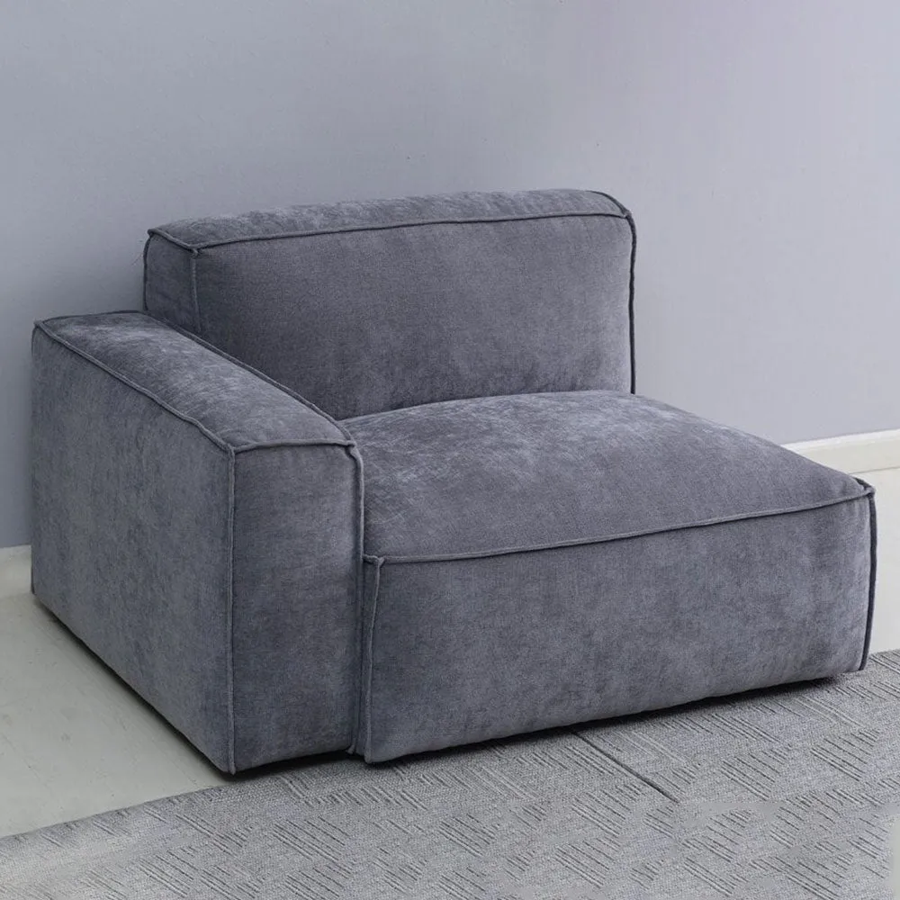 Plufflair L-shape Velvet Grey Sofa