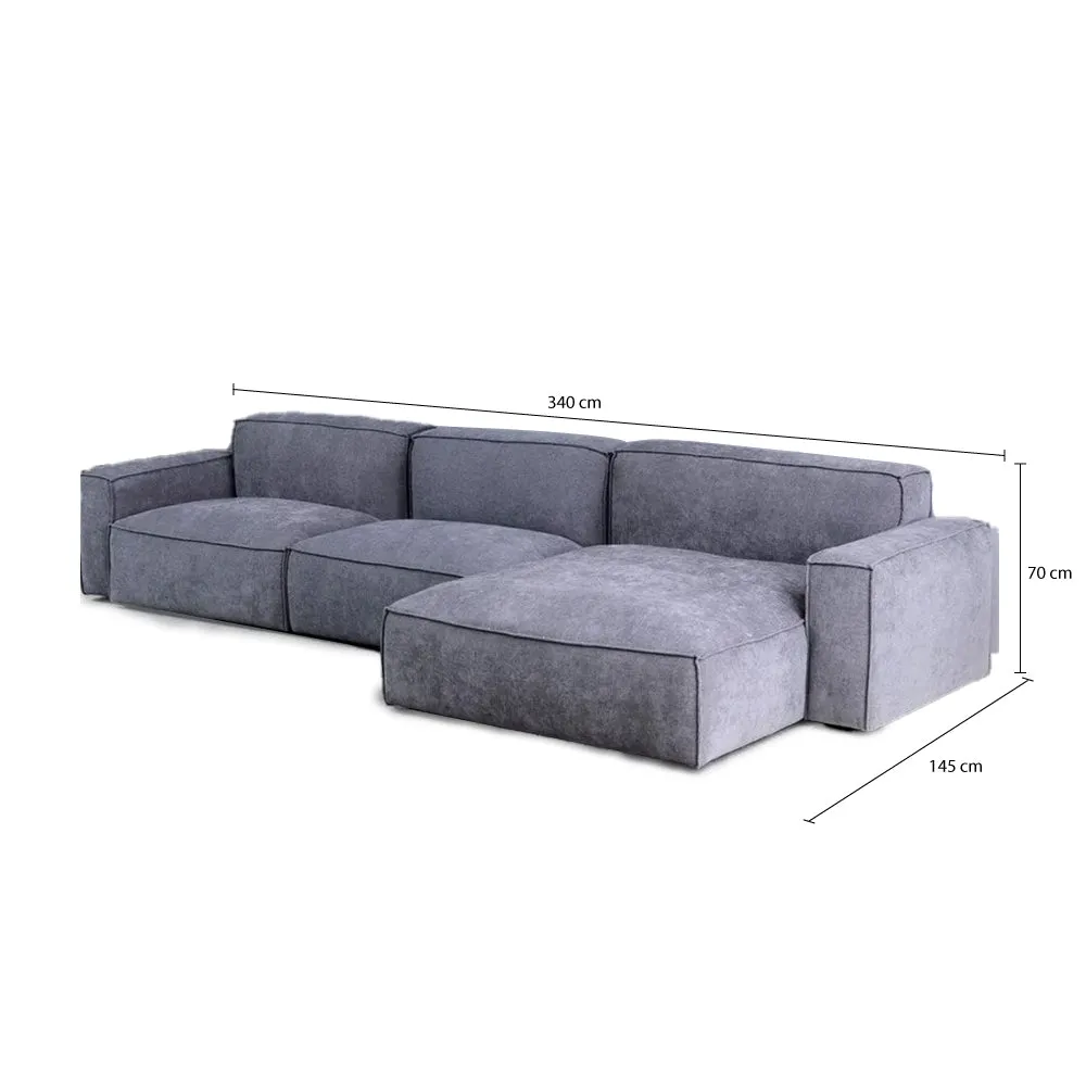 Plufflair L-shape Velvet Grey Sofa