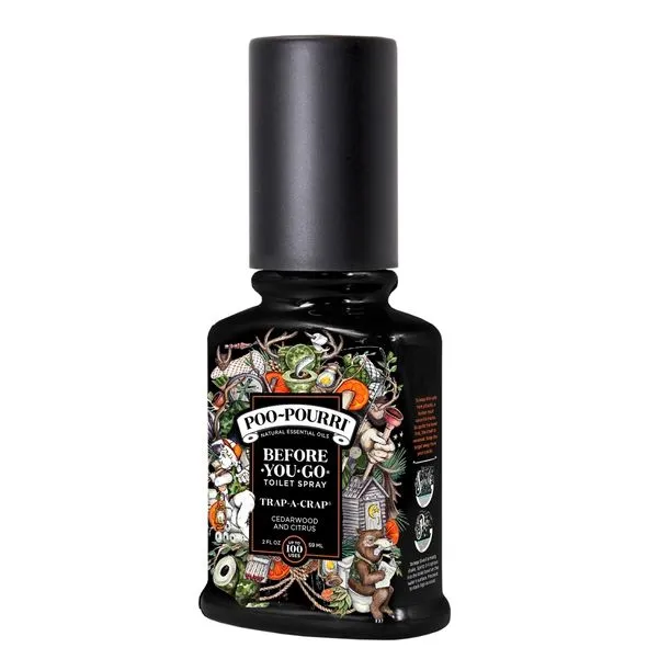 Poo~Pourri Trap-A-Crap Toilet Spray in Cedarwood   Citrus Scent | 2 oz. Mini Bathroom Air Freshener Deodorizer