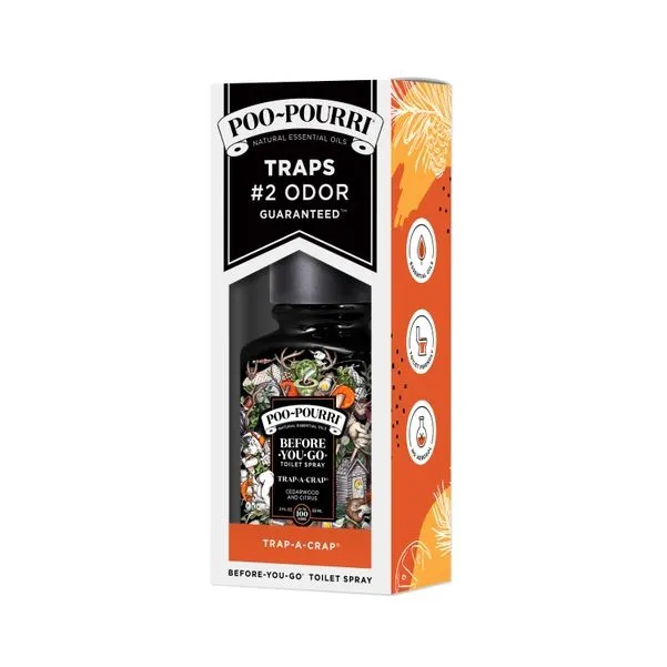 Poo~Pourri Trap-A-Crap Toilet Spray in Cedarwood   Citrus Scent | 2 oz. Mini Bathroom Air Freshener Deodorizer