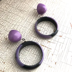 Purple & Black Donut Drop Earrings *