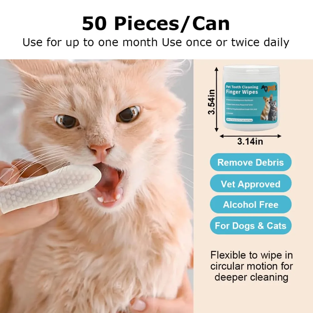 QPets Finger Cot Teeth Cleaning Wipes for Dogs and Cats