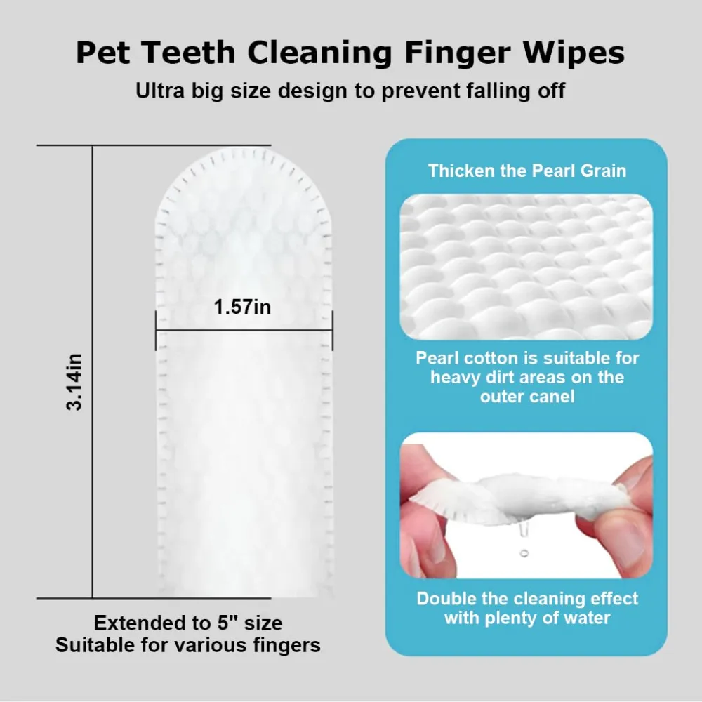 QPets Finger Cot Teeth Cleaning Wipes for Dogs and Cats