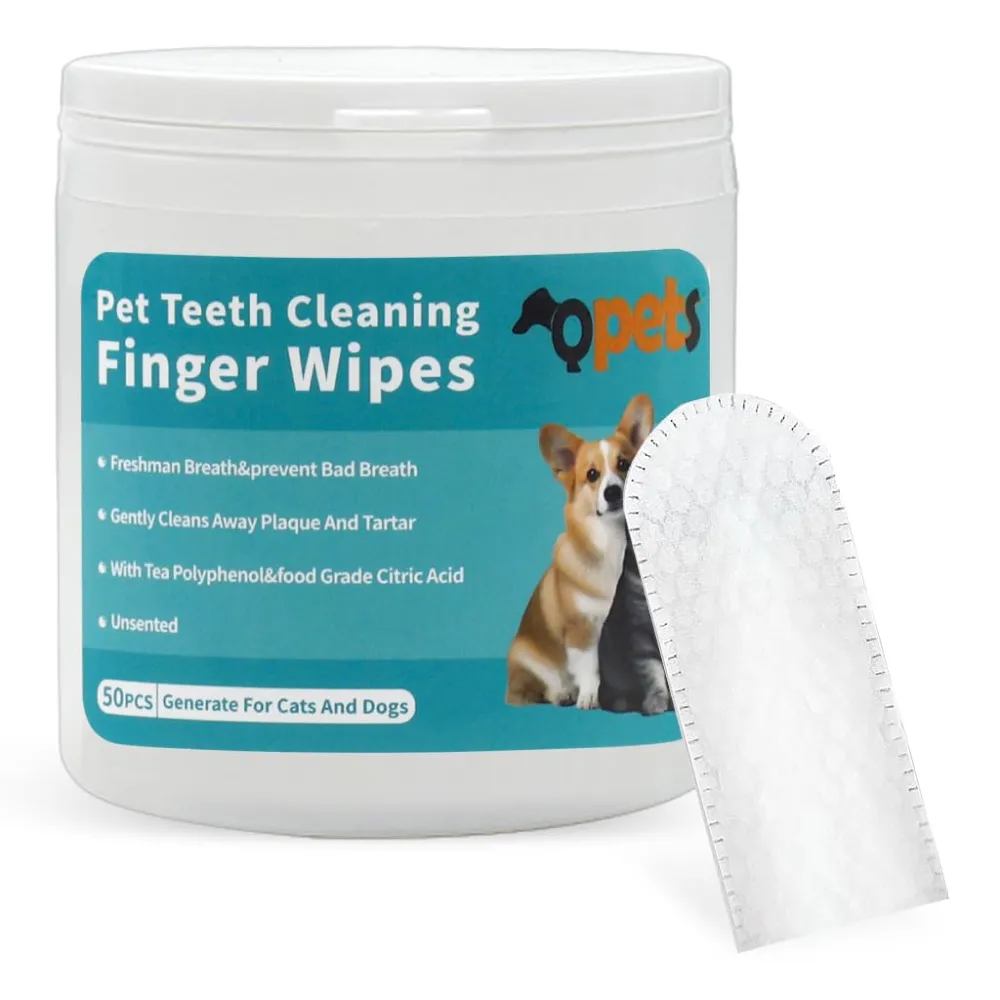 QPets Finger Cot Teeth Cleaning Wipes for Dogs and Cats