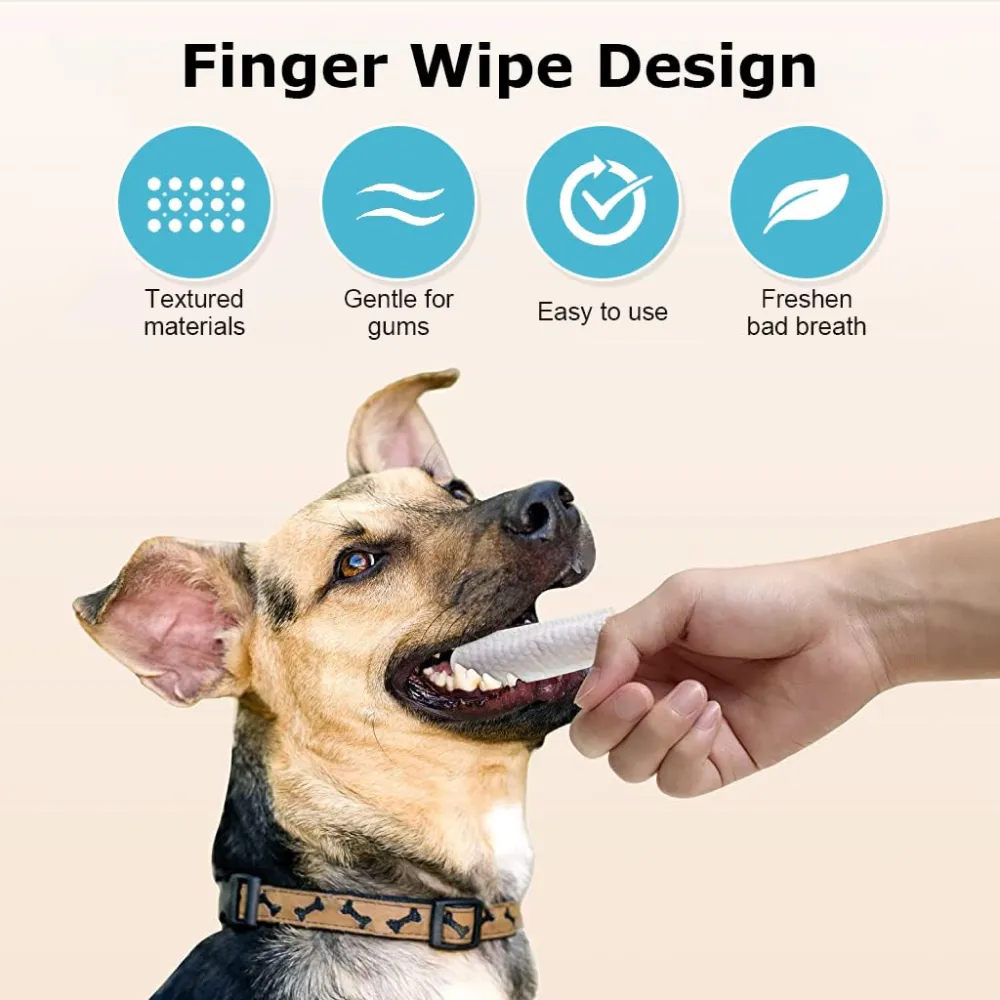 QPets Finger Cot Teeth Cleaning Wipes for Dogs and Cats