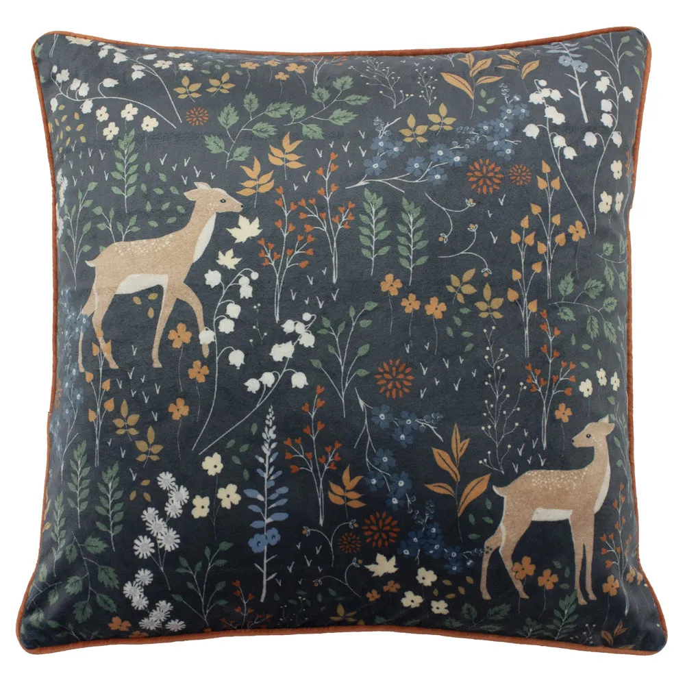 Richmond Botanical Woodland Cushion Midnight Blue