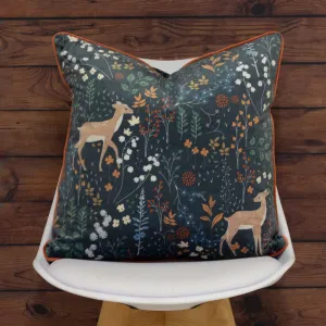 Richmond Botanical Woodland Cushion Midnight Blue