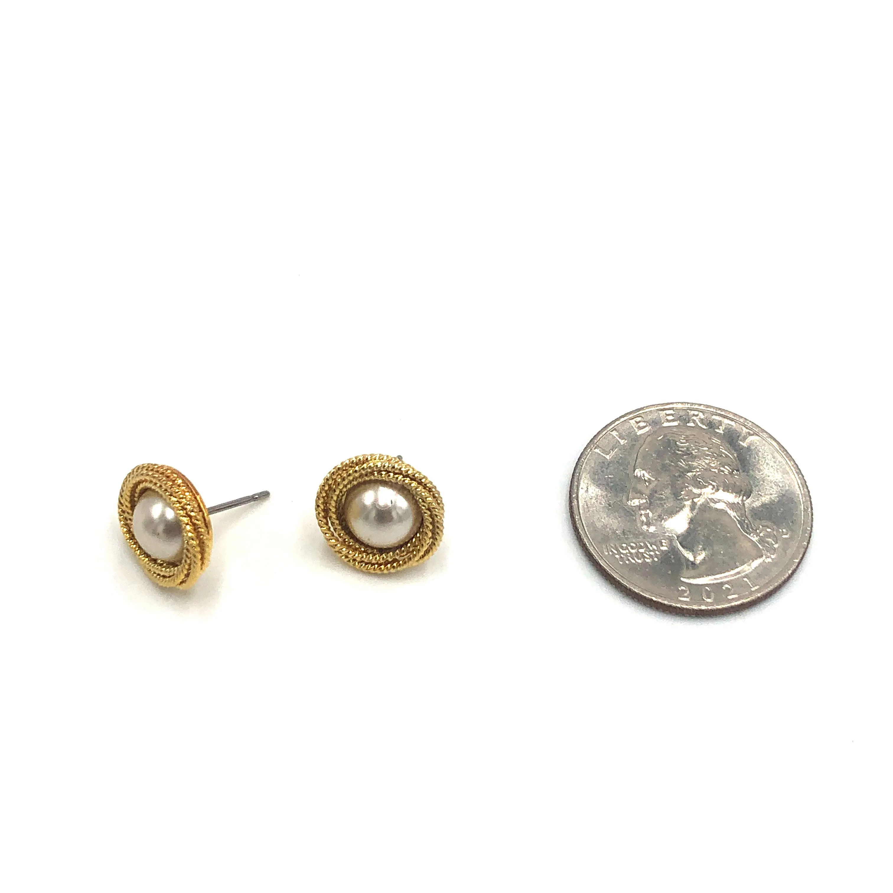 Rope Pearl Stud Earrings