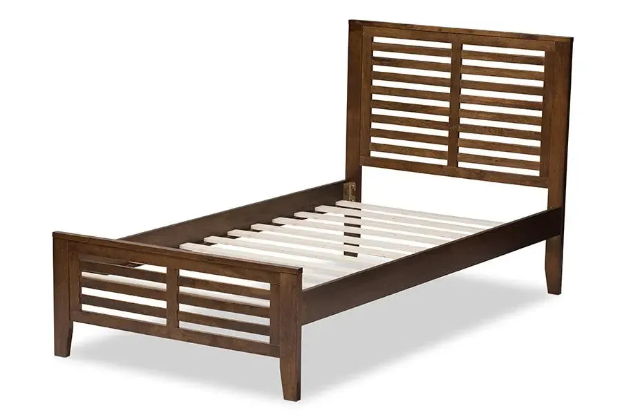 Sedona Brown Finished Wood Platform Bed w/Horizontal Slat Headboard (Twin)