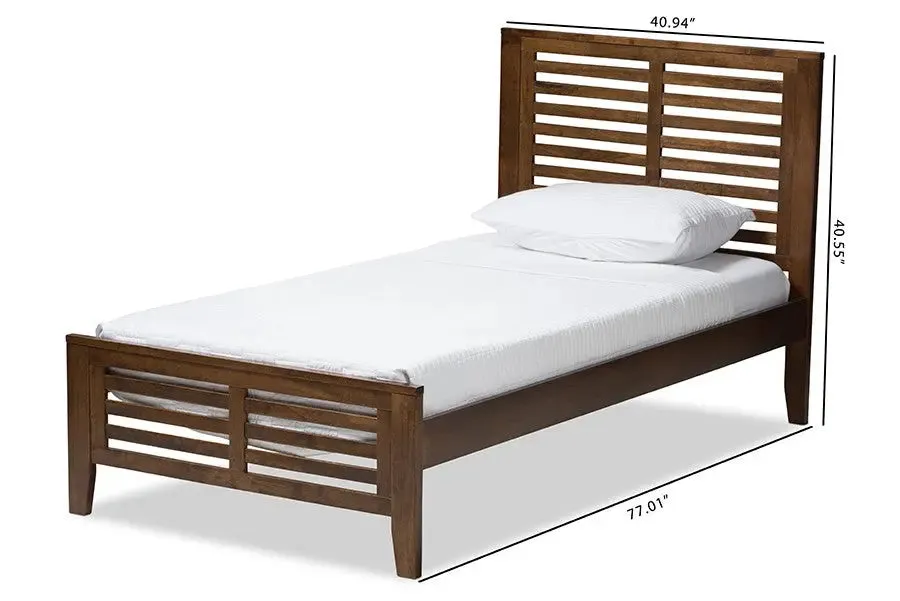 Sedona Brown Finished Wood Platform Bed w/Horizontal Slat Headboard (Twin)