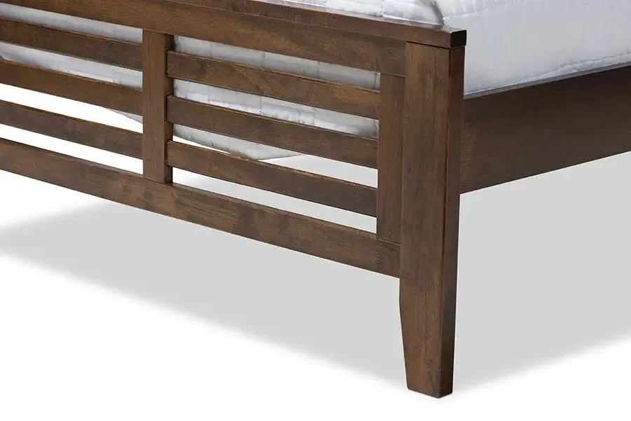 Sedona Brown Finished Wood Platform Bed w/Horizontal Slat Headboard (Twin)