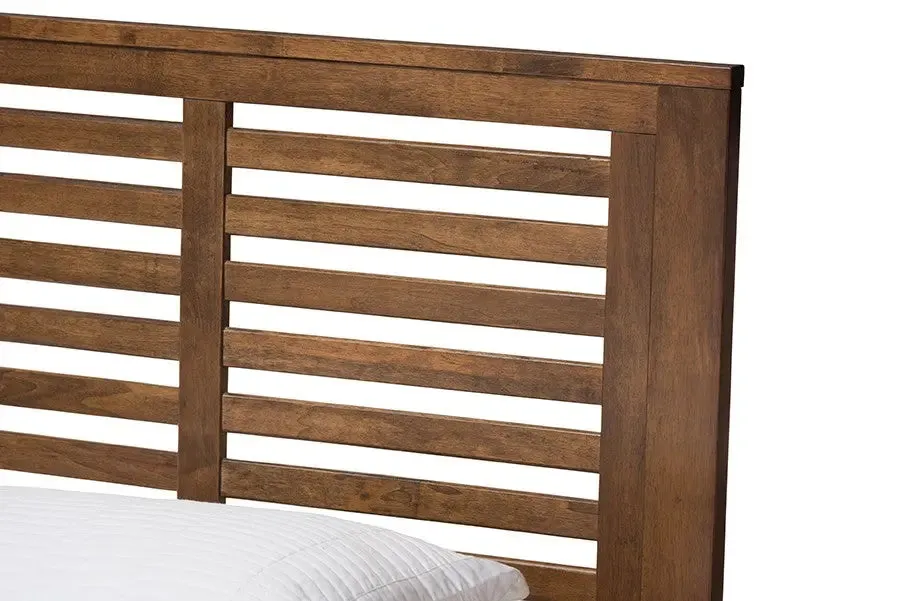 Sedona Brown Finished Wood Platform Bed w/Horizontal Slat Headboard (Twin)