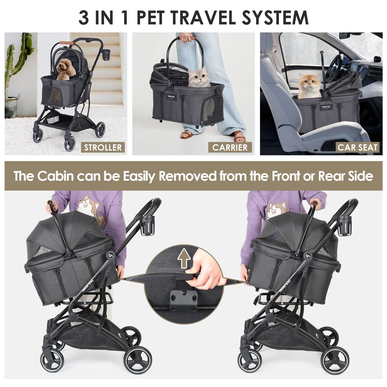 T3 3-in-1 Pet Stroller