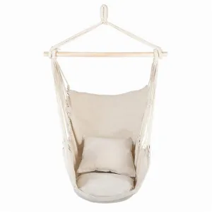 THBOXES Hammock Chair Durable Hanging Chair with Two Pillows Beige