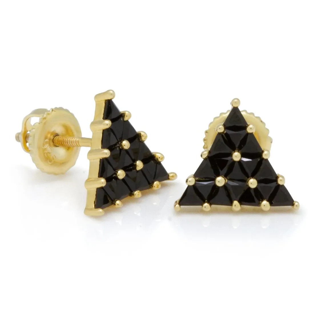 The 14K Gold .925 Sterling Silver Onyx Trinus Earrings