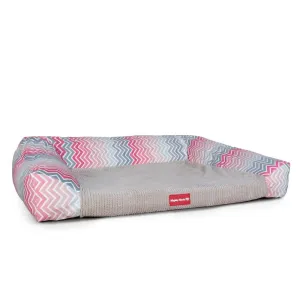 The Sofa Orthopedic Memory Foam Sofa Dog Bed - Geo Print Chevron Pink