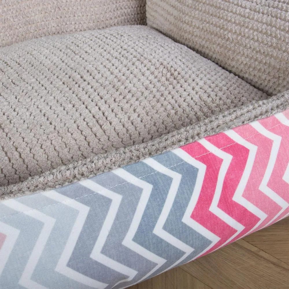 The Sofa Orthopedic Memory Foam Sofa Dog Bed - Geo Print Chevron Pink