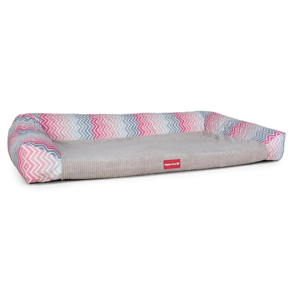 The Sofa Orthopedic Memory Foam Sofa Dog Bed - Geo Print Chevron Pink