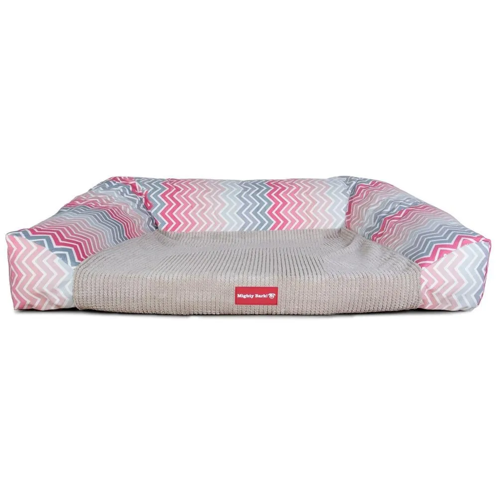 The Sofa Orthopedic Memory Foam Sofa Dog Bed - Geo Print Chevron Pink