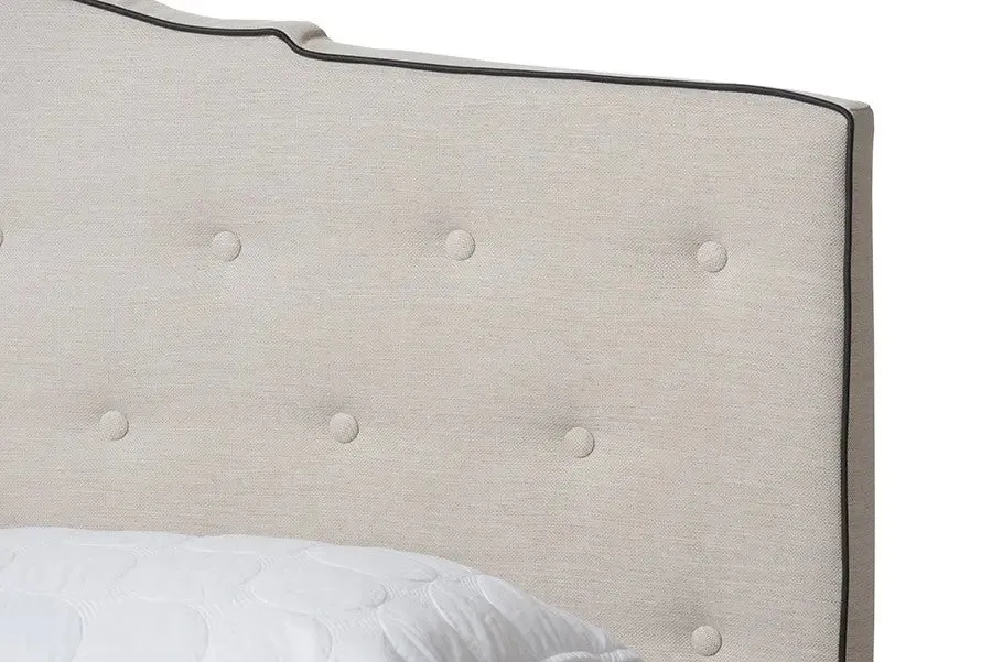 Vivienne Light Beige Fabric Upholstered Bed (King)