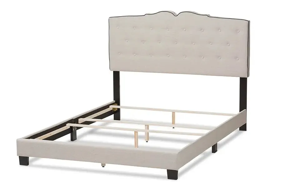 Vivienne Light Beige Fabric Upholstered Bed (King)