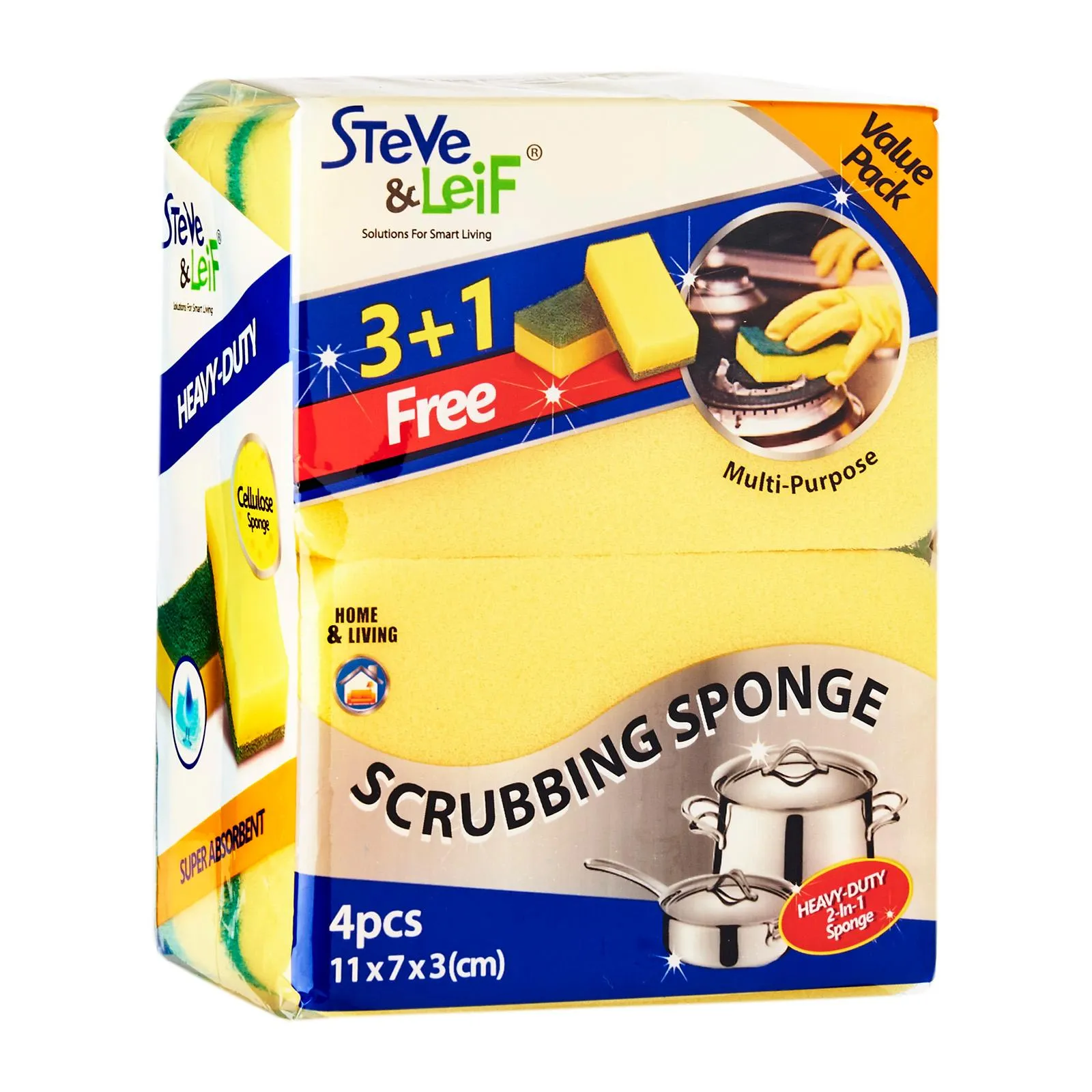 Yellow Scrubbing Sponge (4 Pcs)