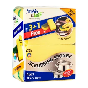 Yellow Scrubbing Sponge (4 Pcs)